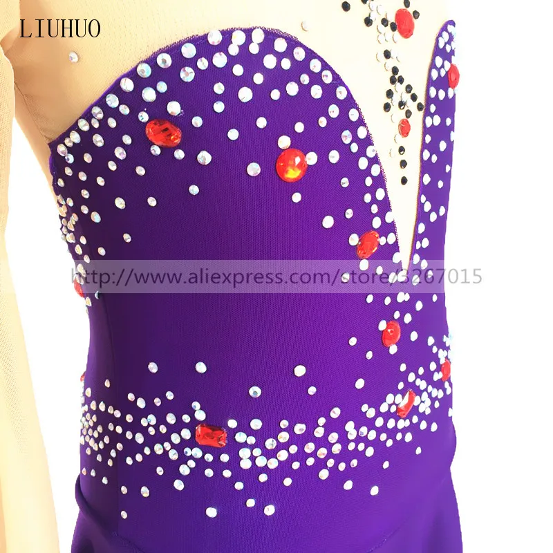 LIUHUO Women's Girls Costume Performance Rhythmic Gymnastics Ballet Competition Leotard Ice Figure Skating Dress Purple Teens |