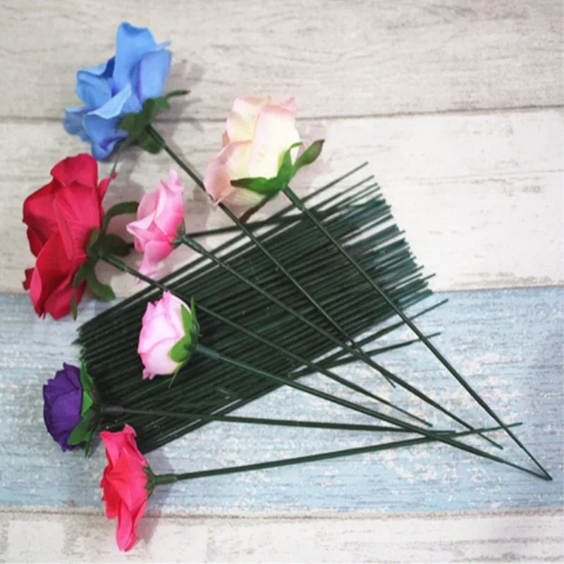 (20 шт./партия) Зеленые искусственные стебли цветов шест украшения для свадебной