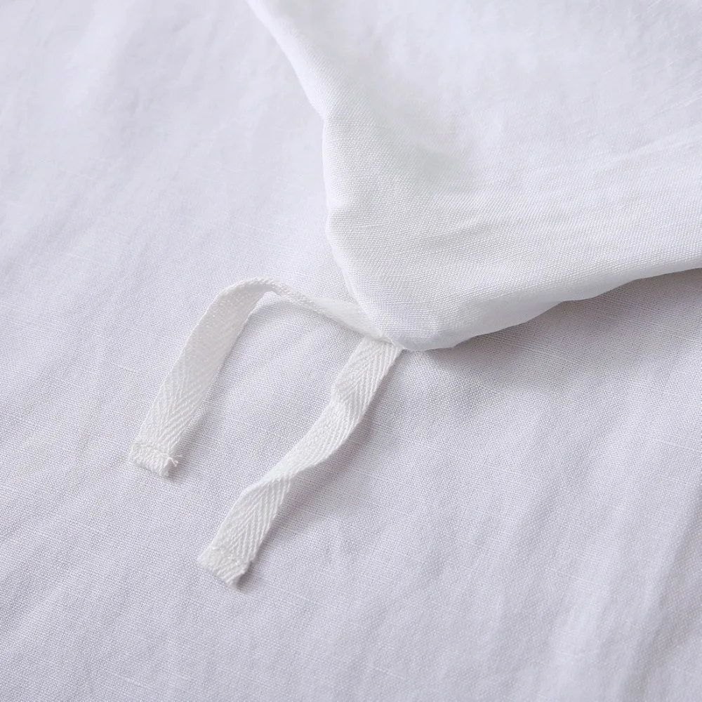 Белый 100% французского белья Набор пододеяльников для пуховых одеял постельного 3