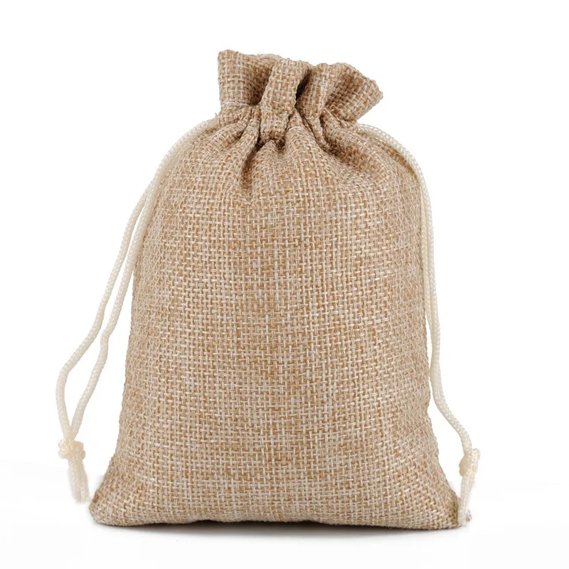 1 Piece(7x9cm) Linen Jute Drawstring Gift Bags Jewelry Packaging Bag Wedding Party Decoration Favors Drawable Gift Bag& Pouche - Цвет: khaki