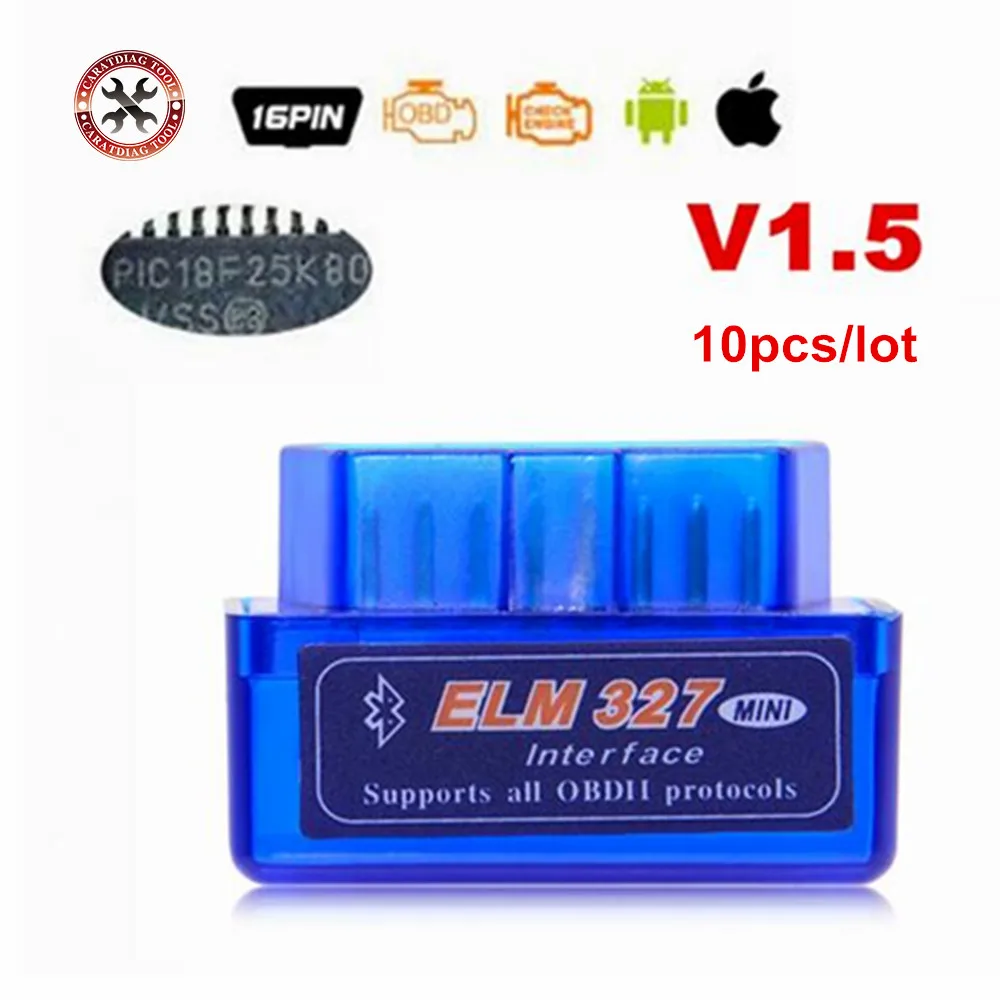 10 шт./лот V1.5 чип PIC18F25K80 ELM327 Bluetooth АВТО ЧИТАТЕЛЬ КОДА Супер Мини ELM 327 работает на