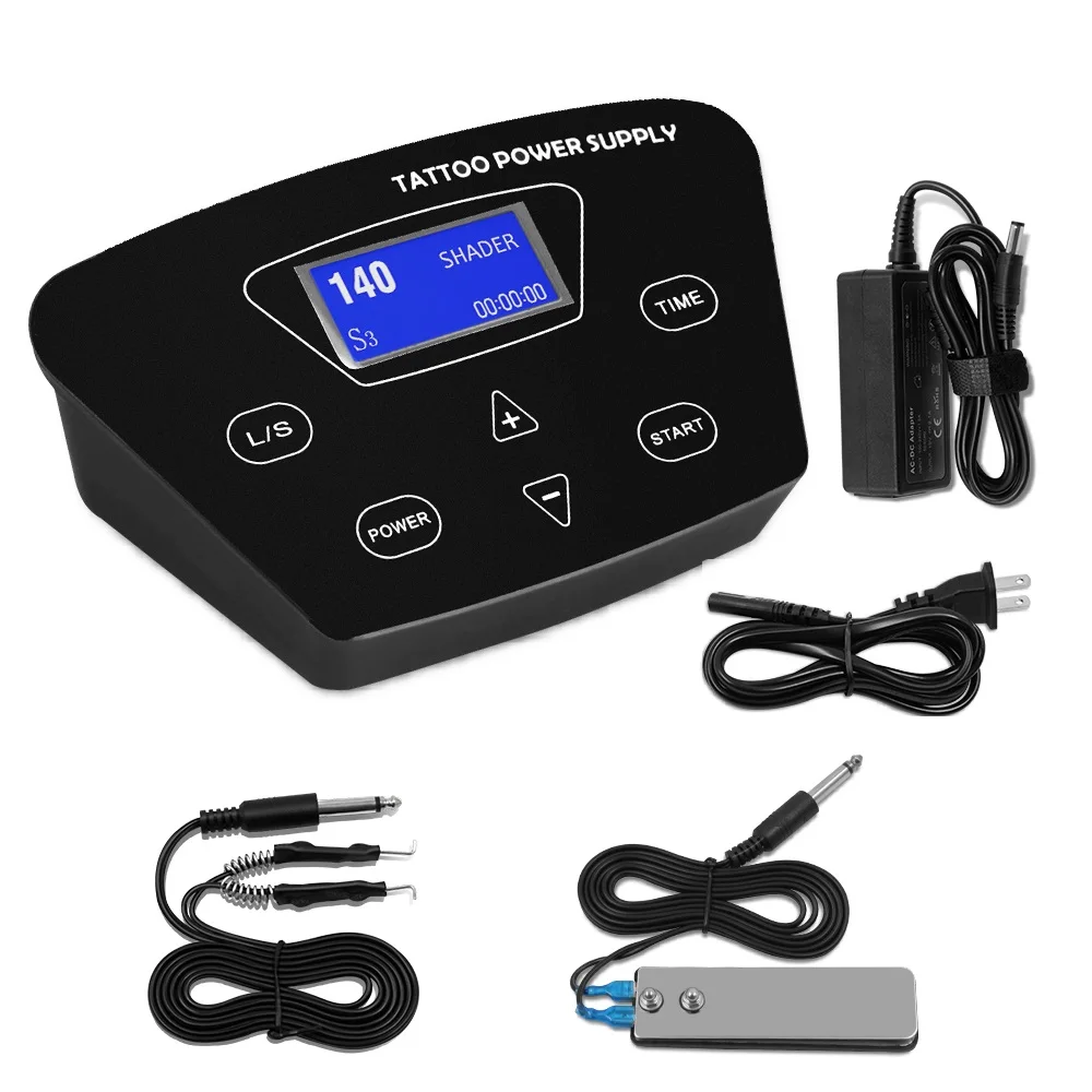 Biomaser lcd цифровой источник питания для татуажа с адаптером питания для педалей татуажа с зажимом шнура питания для татуажа