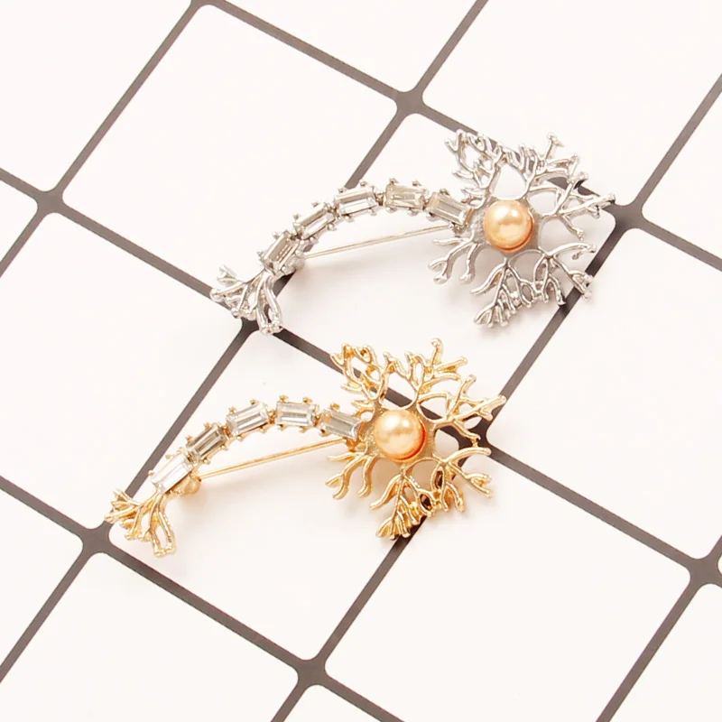 Булавки и броши нейронная булавка с жемчугом кристаллами черепно-мозговой нерв