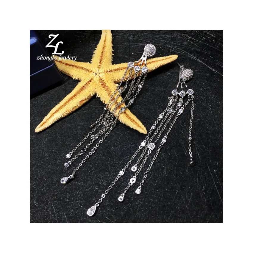 925 стерлингового серебра earpins длинной кисточкой серьги женский zhonglv 2017 куртка ZA