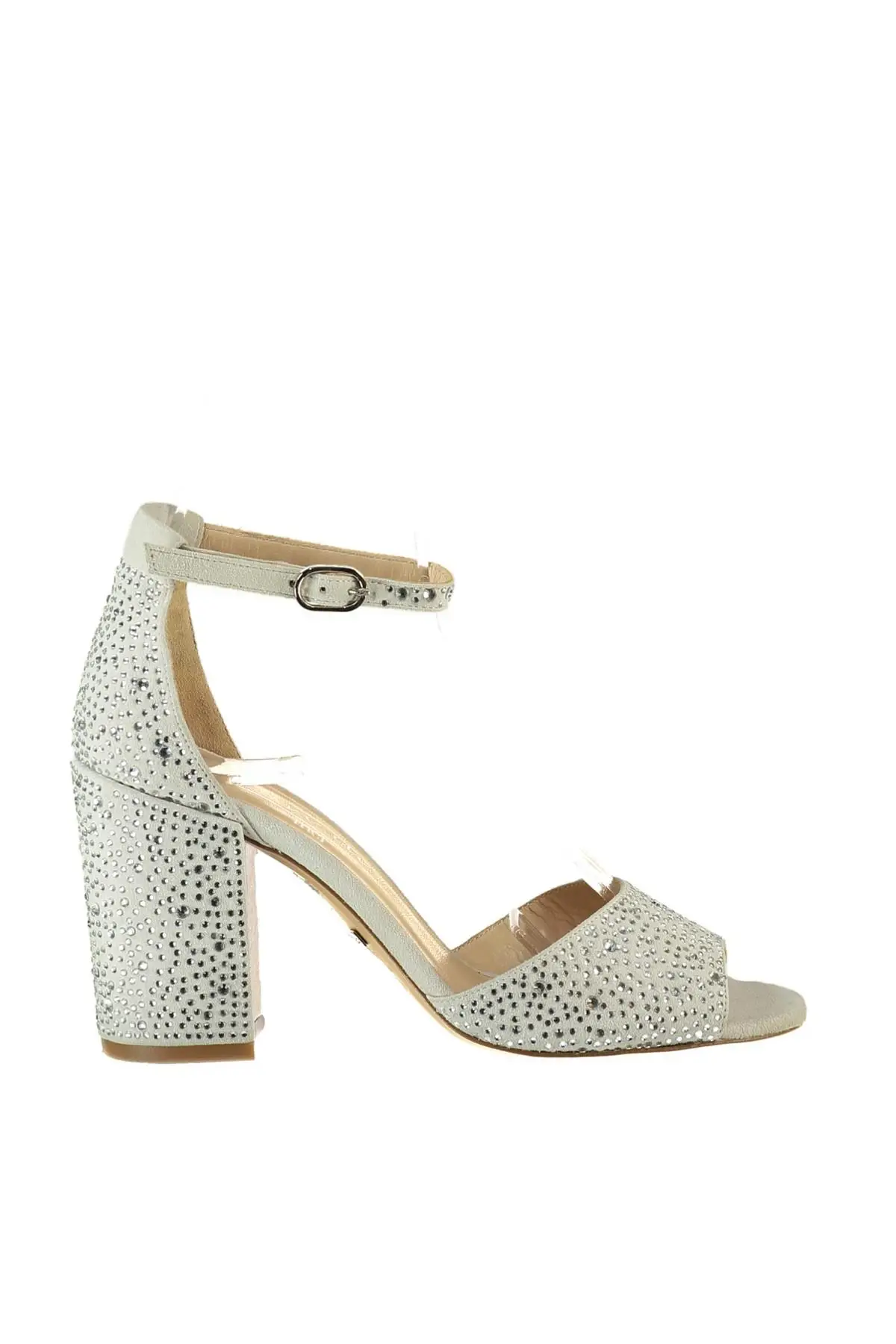 Бежевые женские туфли на высоком каблуке из натуральной кожи с жемчугом