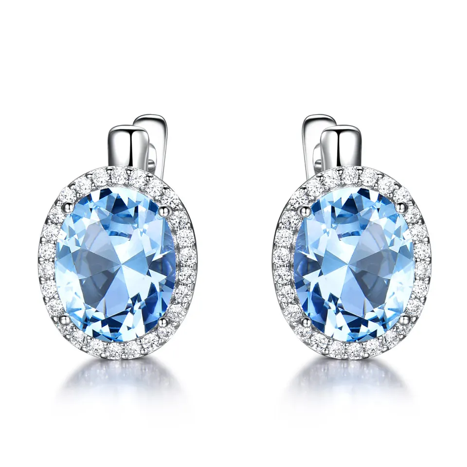 Topaz UMCHO Nano, небесно-голубой топаз, драгоценный камень, клипсы, серьги для женщин, натуральная 925 пробы, серебряные серьги для женщин, романтическое ювелирное изделие - Цвет камня: Topaz