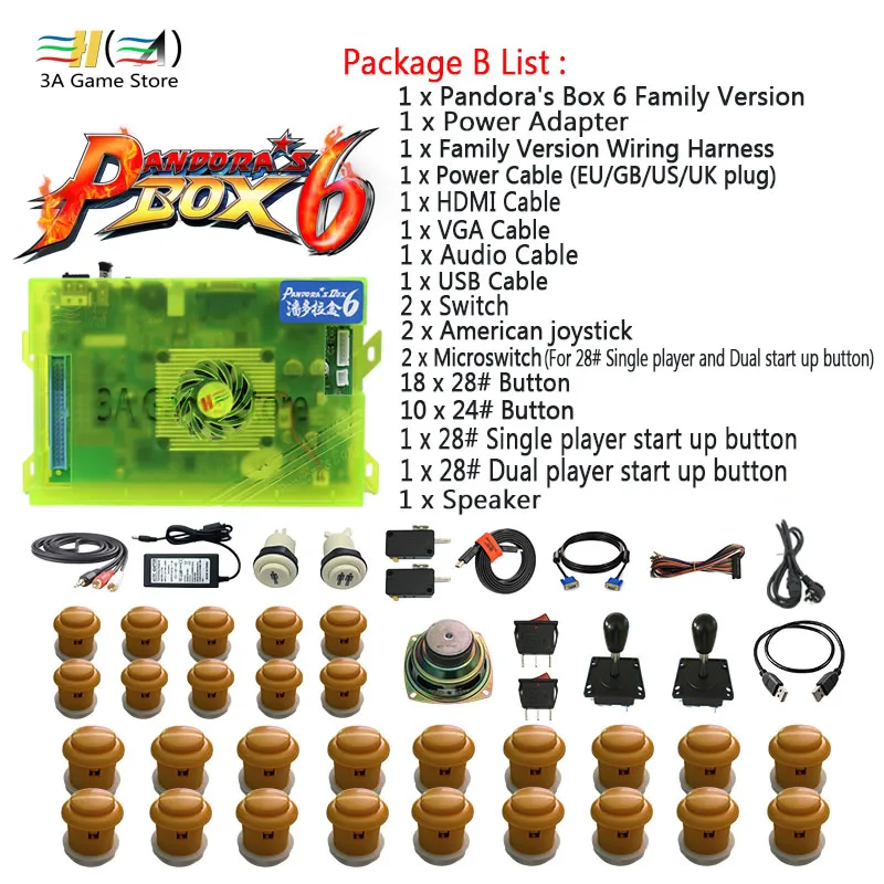 Usb аркадный джойстик кнопки динамик diy части машины комплект Pandora box 6 1300 в 1 игровой контроллер консольная видеоигра шкаф