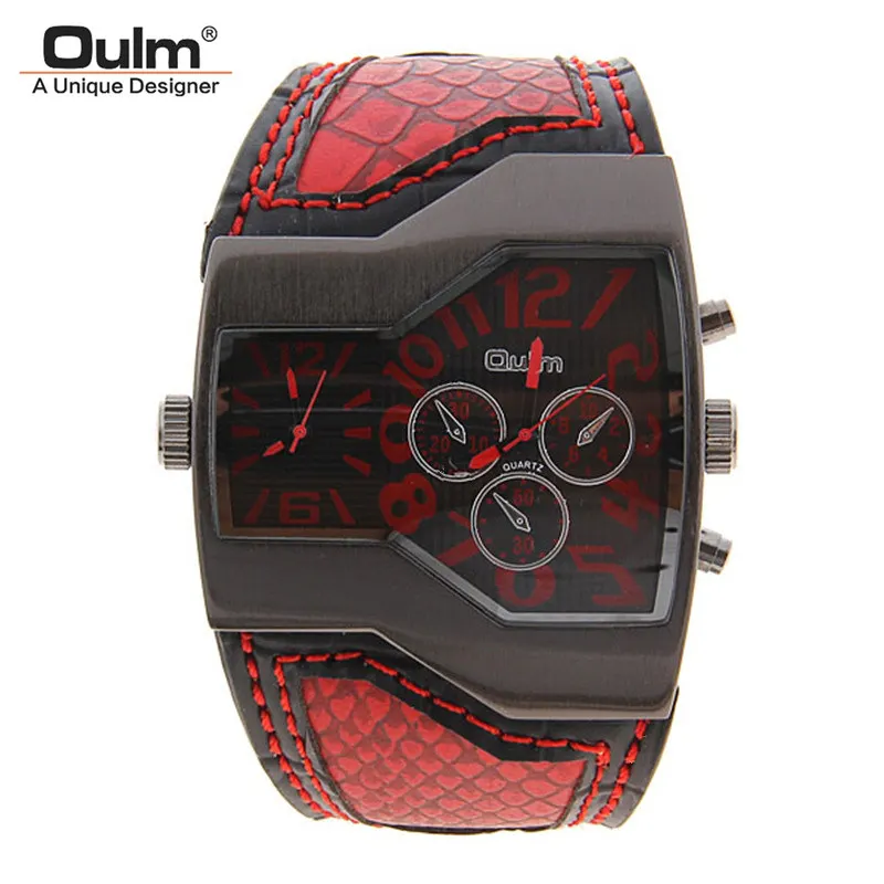 Модные мужские спортивные брендовые часы Oulm relojes Japan с двойным механизмом