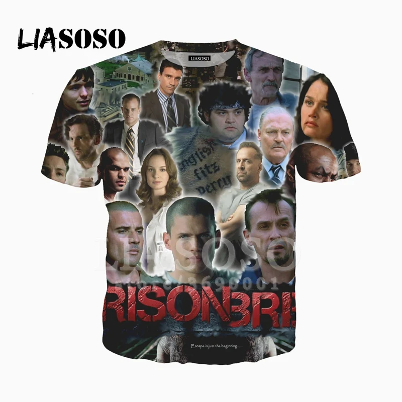 LIASOSO/футболка в стиле унисекс с 3D принтом футболка фильма тюрьма Майкла Скофилда