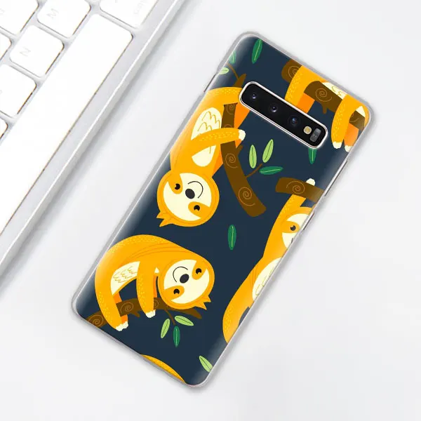 Серый Ленивец и цветочный узор чехол для телефона samsung Galaxy S10e S10 Plus S7 S8 S9 Plus Note 8 9 M10 M20 M30 жесткий чехол Coque - Цвет: 009
