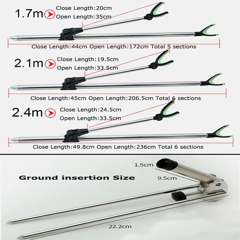 2.1m Fish Rod Stand Bracket Luminous Fishing Rods Holder telescoping Tool Hand with Ground insertion | Спорт и развлечения