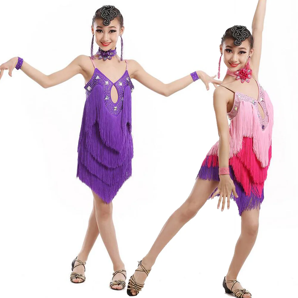 Женское профессиональное платье для латиноамериканских танцев с бахромой и
