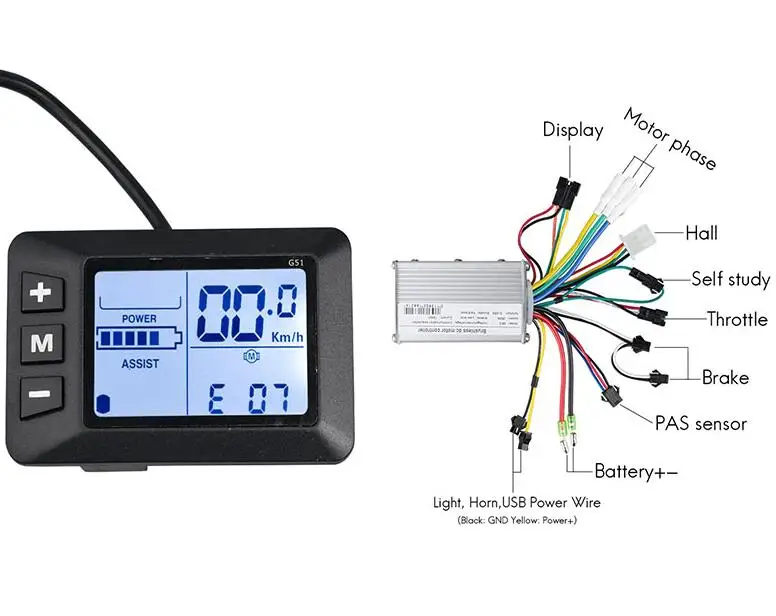 24v-48v 350W 2in1 Контроллер электровелосипеда 36V 250W350W аксессуары для электровелосипедов 24v контроллер электрический скутер ускоритель с отрезной тормоз с усилителем - Color: 24v-48v 350W 2in1