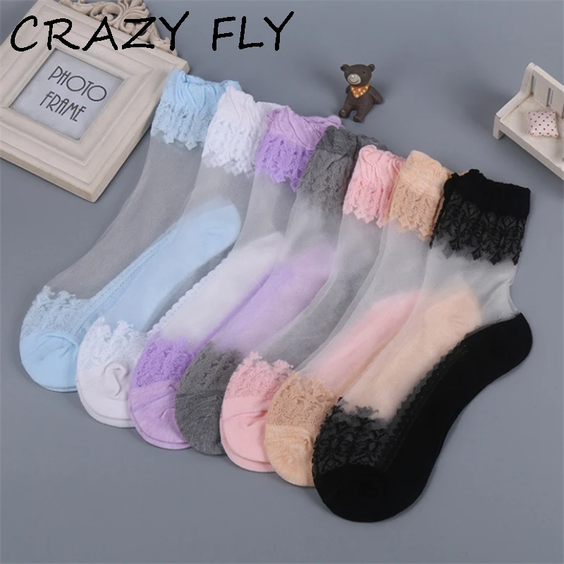 Магазин crazy fly женские прозрачные носки из мягкого шелка с прозрачной сеткой
