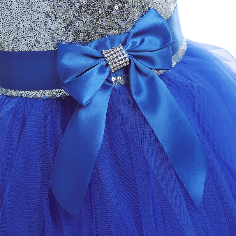 Официальное Платье для девочек с голубыми цветами и лепестками Пышные свадебные
