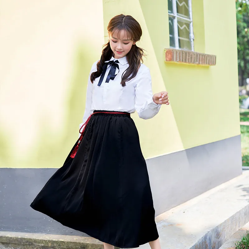 Long Sleeve Set UPHYD японский/Корейский студенческий костюм милые девушки/женщины косплей костюм моряка японская школьная форма юбка комплект с длинными рукавами - Цвет: Long Sleeve Set
