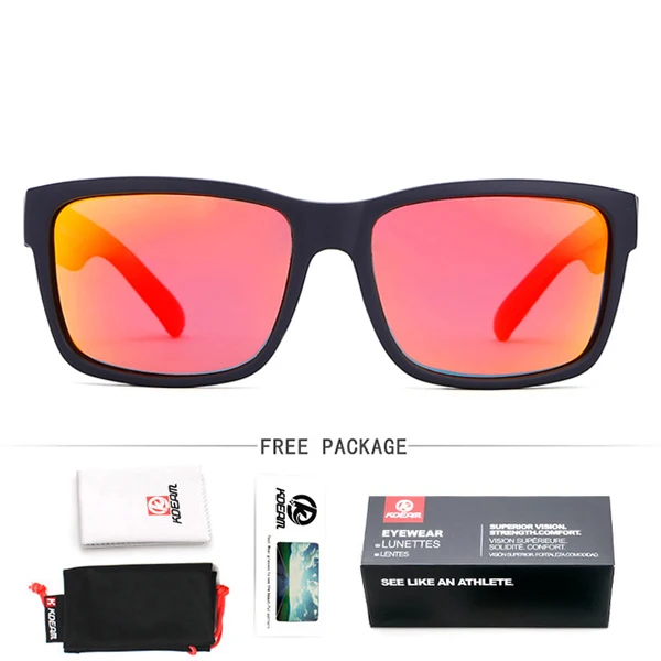 9 Black Frame Red KDEAM, дизайн, квадратные поляризационные солнцезащитные очки, мужские, с отражающим покрытием, линзы, солнцезащитные очки, спортивный стиль, УФ очки, оттенки XH87 - Цвет линз: 9 Black Frame Red