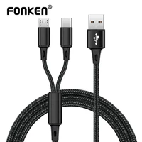 2 in 1 micro usb cable reversible usb type c charger nylon micro cable usb c charging for power bank mobile phone cables