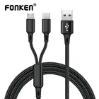 2 в 1 кабель Micro USB Реверсивный USB Type C зарядное устройство нейлоновый Кабель Micro-USB C Зарядка для Power bank мобильный телефон кабели