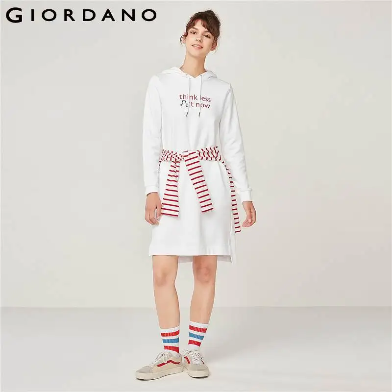 Giordano Женская толстовка платье женские толстовки с принтом букв женское передний