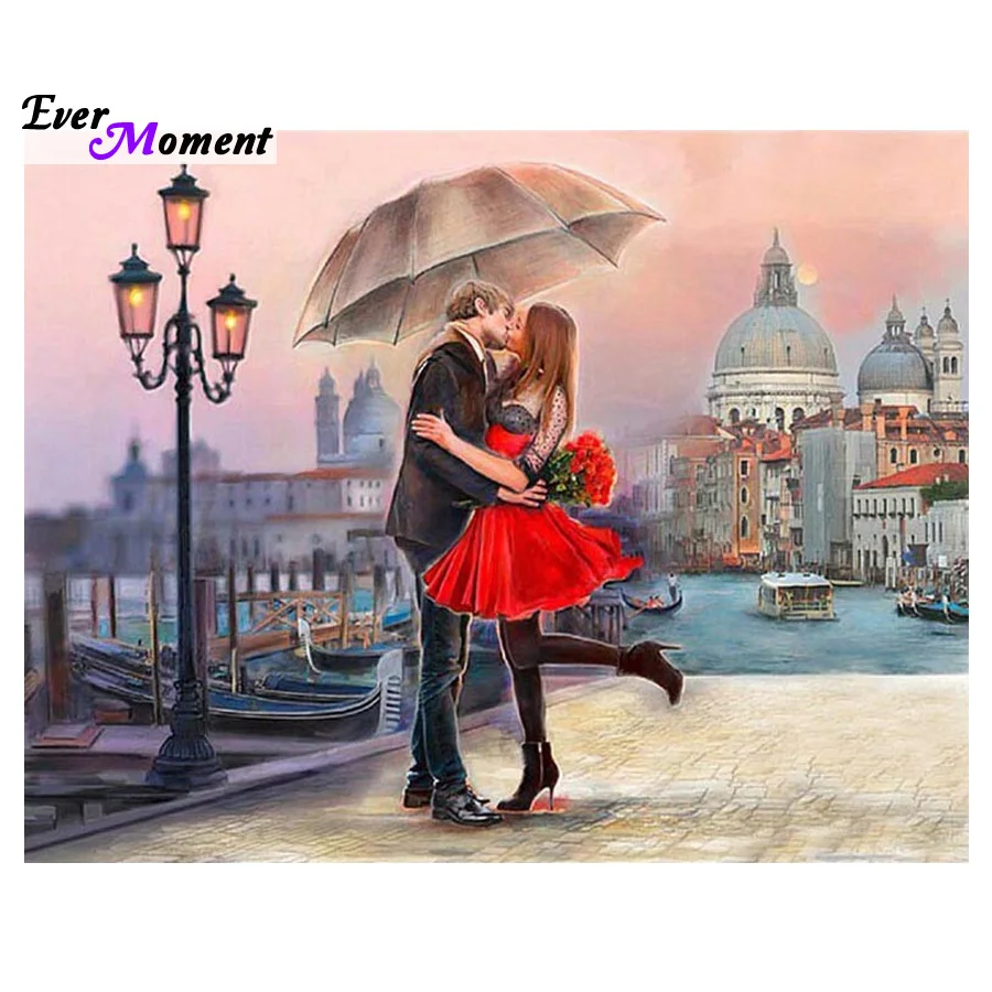 Стразы живопись домашний декор сделай сам алмазная город влюбленные целуются 3D
