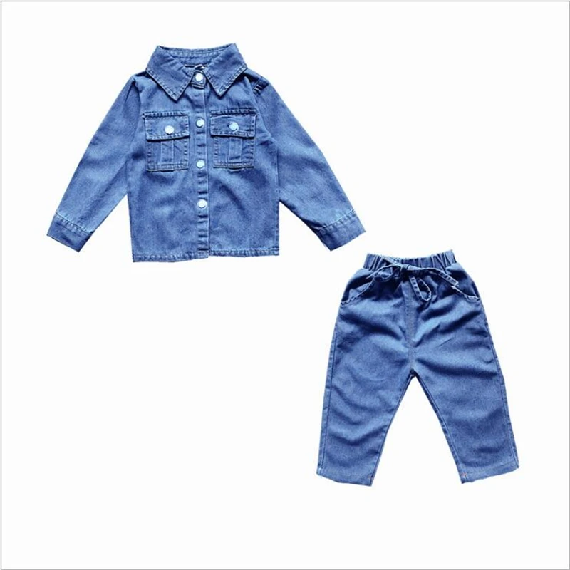 2019 новые комплекты одежды для маленьких девочек весенние джинсовые топы с