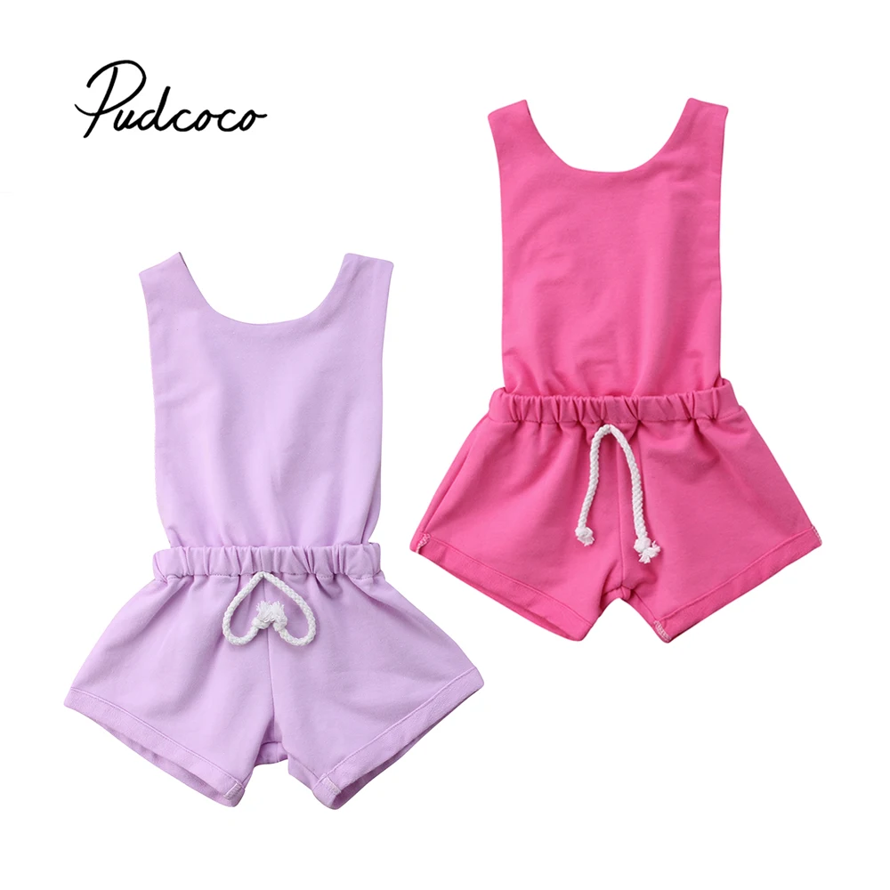 Pudcoco 2018 Дети для маленьких девочек ползунки спинки Комбинезоны без рукавов