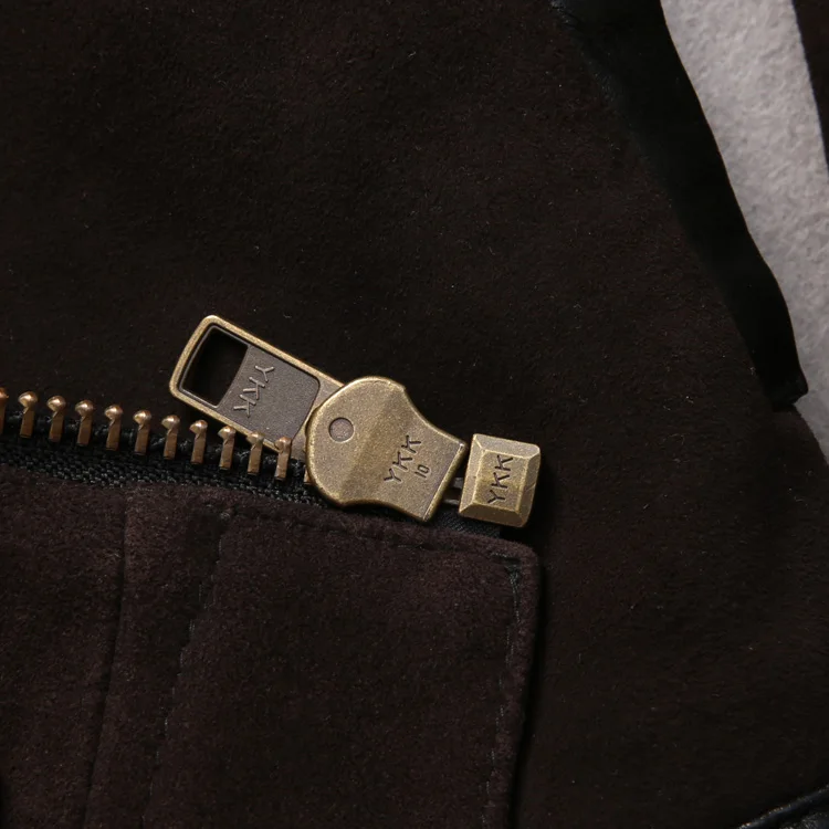 Мужская замшевая куртка из овчины облегающая Повседневная с воротником стойкой