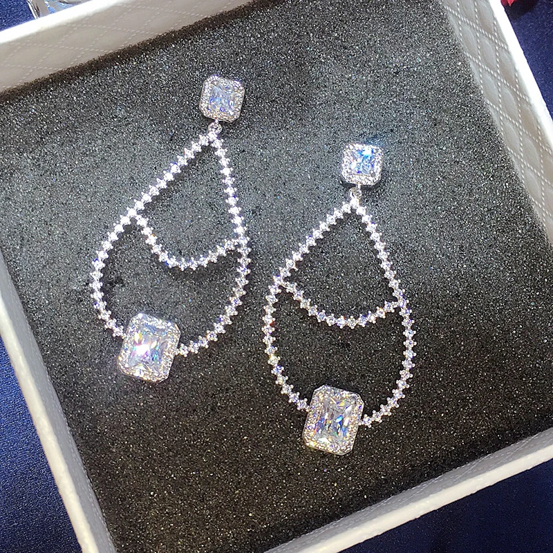 Серьги-подвески женские с фианитами для свадьбы | Украшения и аксессуары