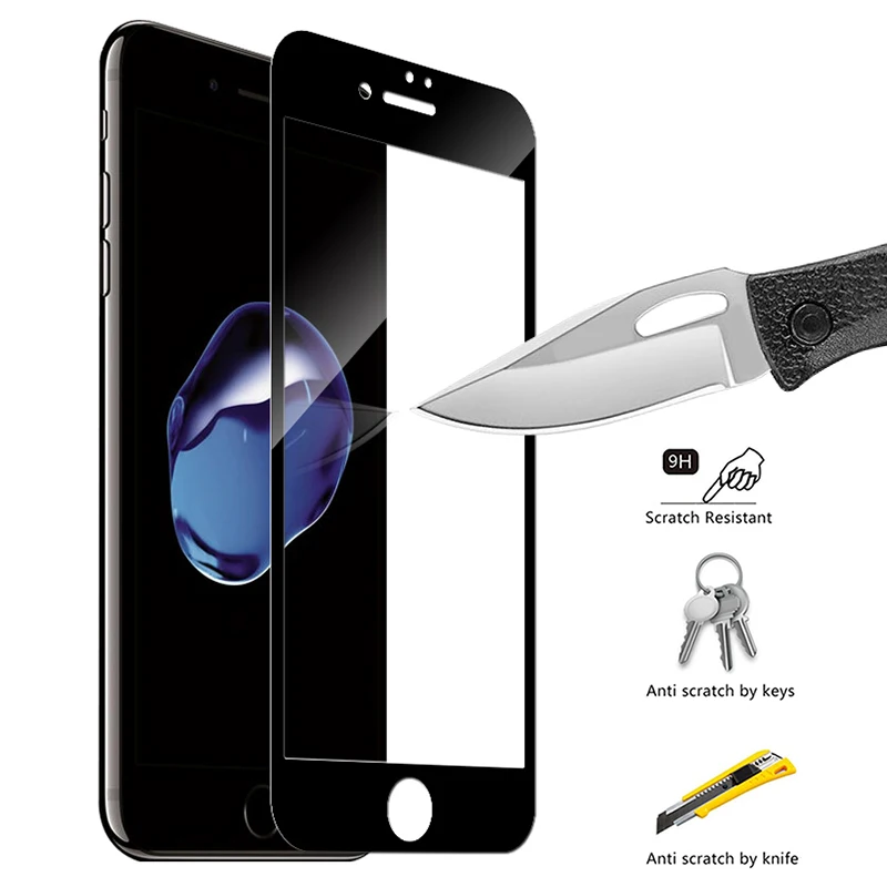 Защитное стекло 3D закаленное с полным покрытием для iPhone 7 8 6s 6 plus|Защитные стёкла и