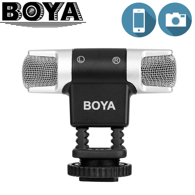 BOYA BY-MM3 двойной головкой стерео запись конденсаторный микрофон для iPhone 8 Android смартфон DSLR камера DV прямая трансляция видео