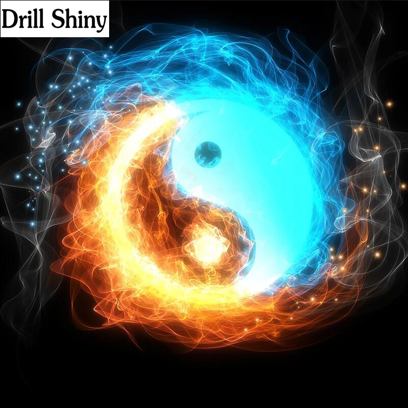 Новая 5D круглая светящаяся алмазная живопись вышивка крестиком relgion Yin and Yang Набор