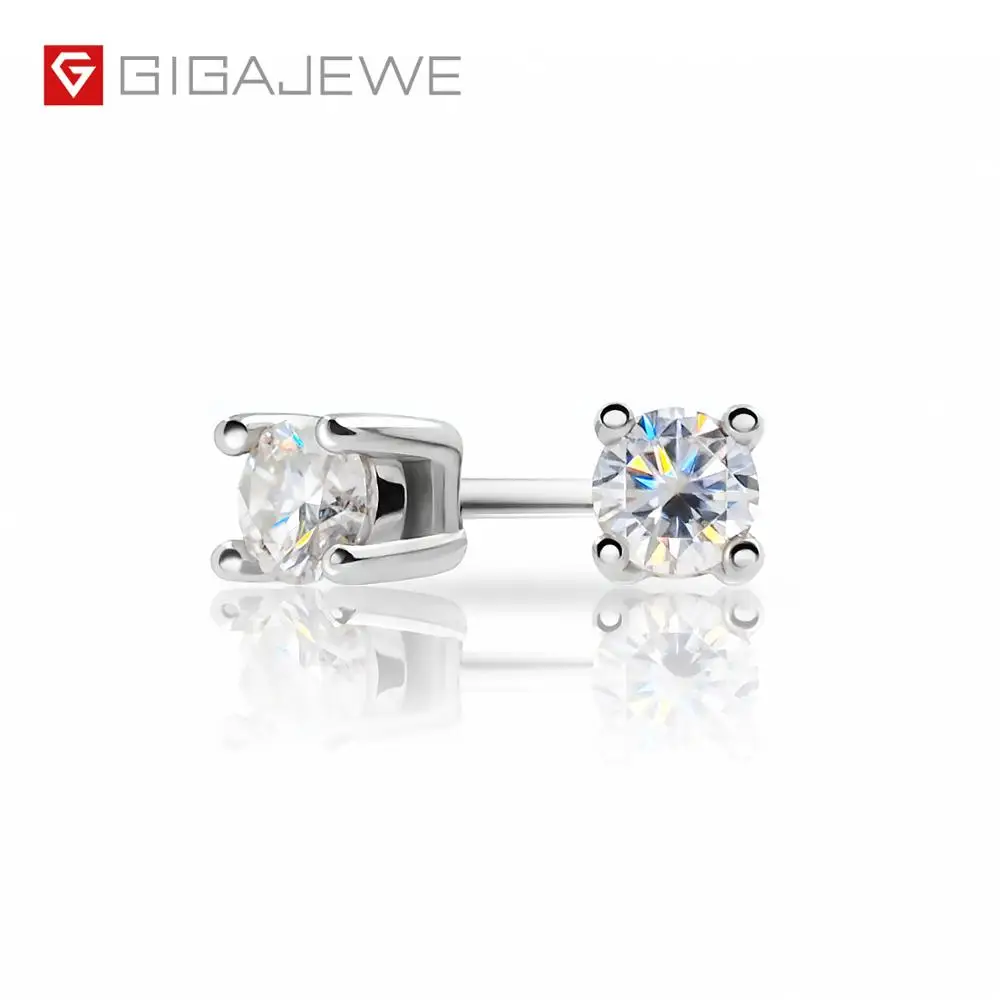 GIGAJEWE EF круглые сережки всего 0.2ct бриллианты прошедшие испытание Moissanite 18K