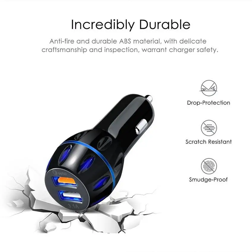 Лучшее двойное USB QC3.0 быстрое автомобильное зарядное устройство Qualcomm Quick Charge 3 0