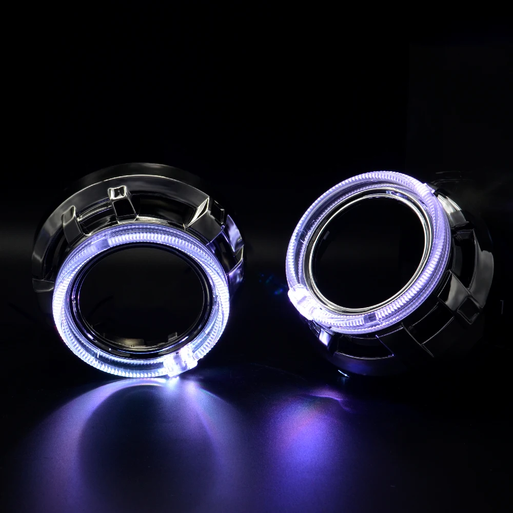 2,5 дюймов мини h1 Bi xenon hid объектив проектора RGB приложение Bluetooth led Ангельские Глазки маска для сборки автомобиля для h1 h4 h7 toyota ford