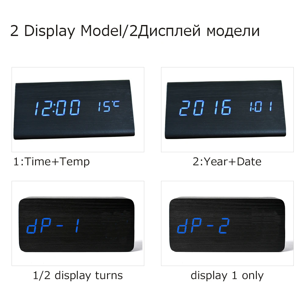 Suncree деревянный светодиодный стол и настольные часы с термометром, Деревянный Будильник для подарка, управление звуками цифровые часы