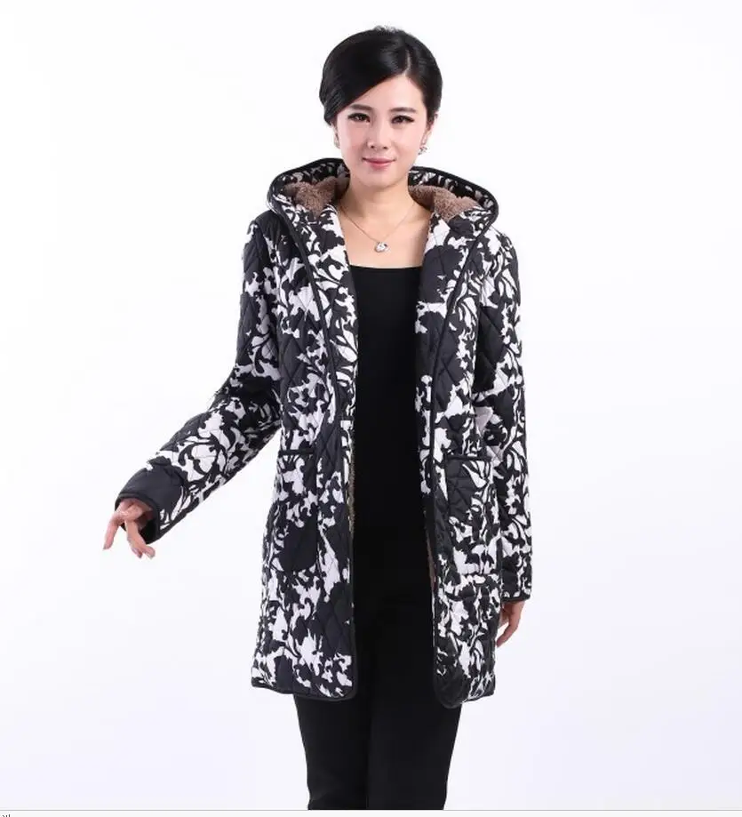 Женские куртки пальто модная куртка с капюшоном и длинная для мам хлопковая