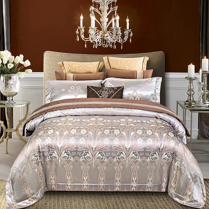 Комплект постельного белья из 4 предметов с жаккардовым кружевом|bed linen|lace duvetbed set |