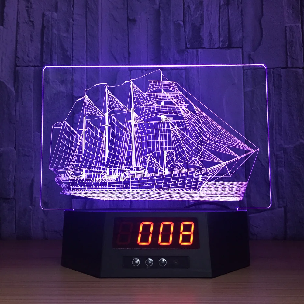 Новый 3D Парусник модель энергосберегающий светодиодный светильник база
