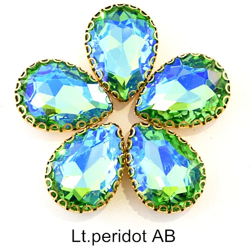 Lt.peridot AB 20 шт. 13X18 мм кристалл AB пришить стразы стекло каплевидные швейные камни с когтями для DIY одежды Ювелирные изделия сумки обувь B1183 - Цвет: Lt.peridot AB