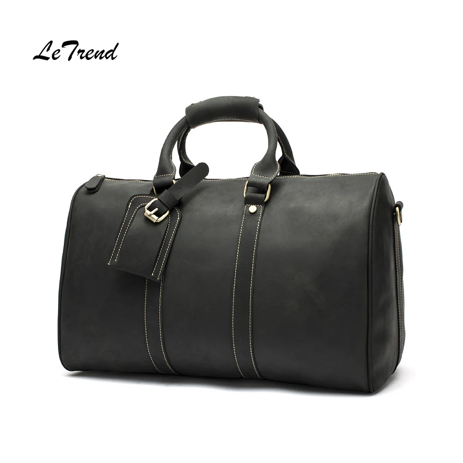 LeTrend деловая сумка для путешествий из натуральной кожи винтажная