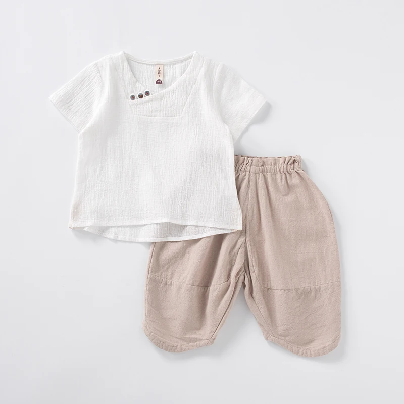 Children Clothing Set Linen Summer Baby Boys Clothes Sets Short Sleeve T-Shirt + Pants 2 Pcs Kids Suit Breathable 90-140cm |