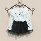 Белая блузка в горошек с длинным рукавом для девочек-подростков