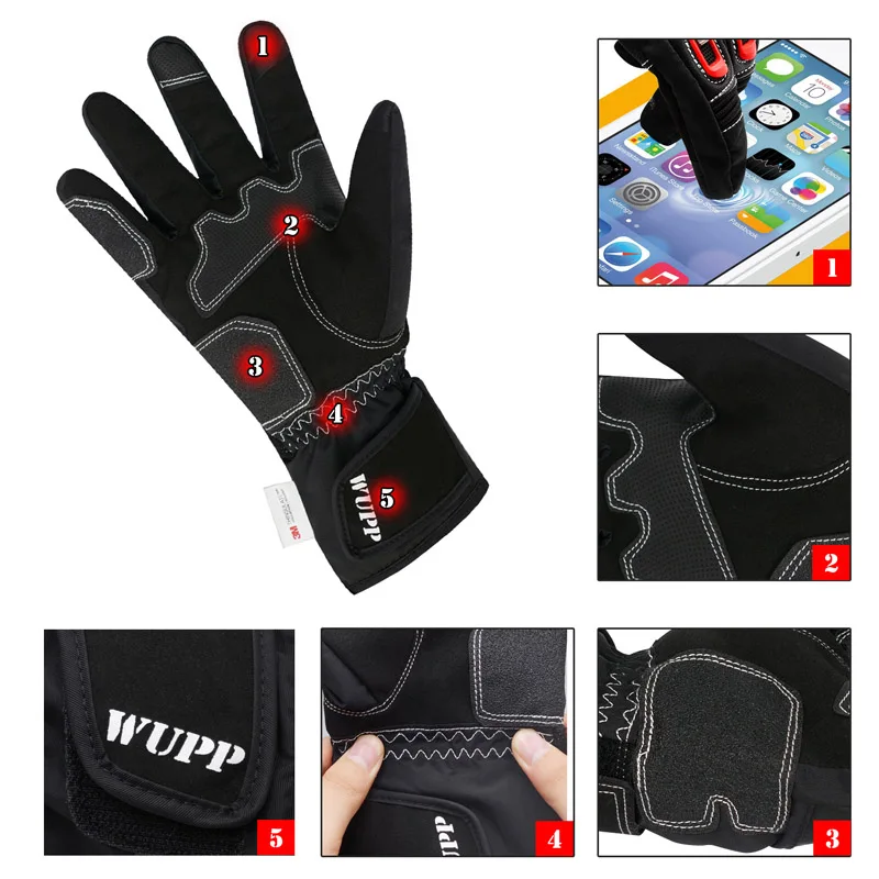 WUPP Motorcycle Breathable Gloves Water Rain Snow Wind Proof Moto Screen Touch Full Finger Glove For Man Woman L XL | Автомобили и