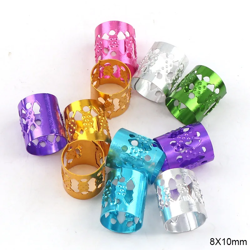 8x10mm Mixed Color Новая мода, Регулируемая металлическая оплетка для волос, дредлок, микро кольца, трубчатые бусины, запонки, заколки, сделай сам, украшения для волос - Цвет: 8x10mm Mixed Color