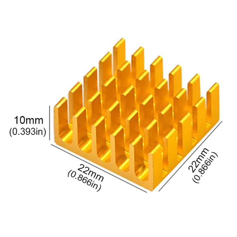 10 шт. алюминиевый радиатор YOUNUON Golden 22x22x10 мм охлаждающая плата для Raspberry Pi VGA RAM IC Chips