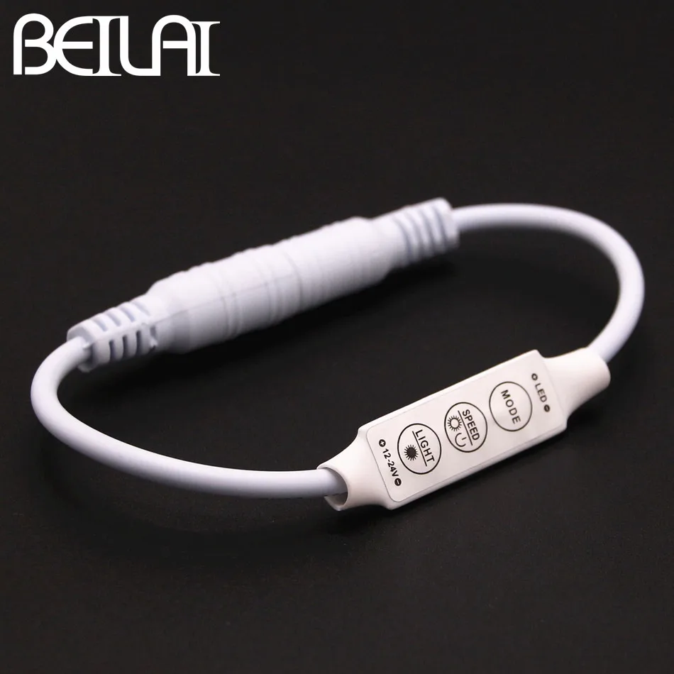 BEILAI DC 12 V 24 светодиодный контроллер мини 3Key с блоком питания постоянного тока для