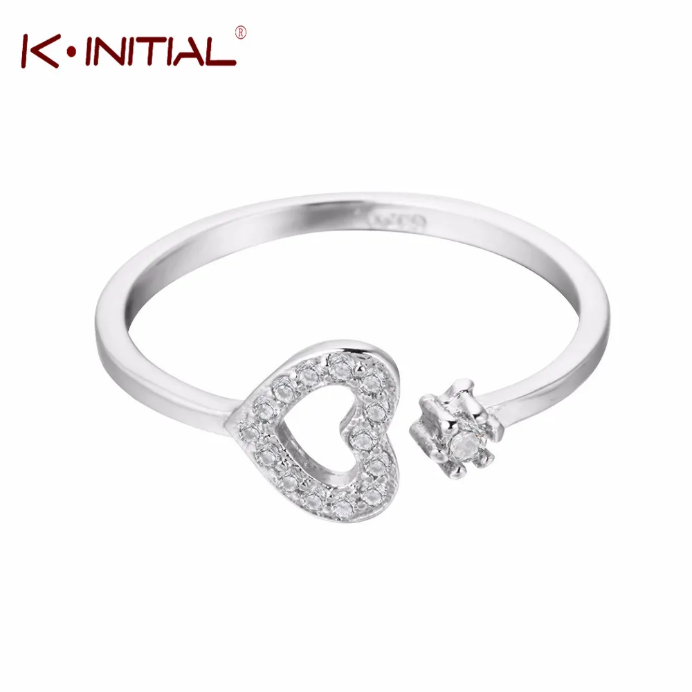 Kinitial женское кольцо с сердечком и кристаллами подарок на Рождество день
