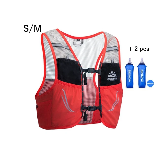Orange Red.SM Bottle Рюкзак Trail Running Vest для мужчин и женщин легкий открытый спортивный рюкзак для пеших прогулок, велопрогулок 2.5L марафон фитнес гидратации пакет - Цвет: Orange Red.SM Bottle