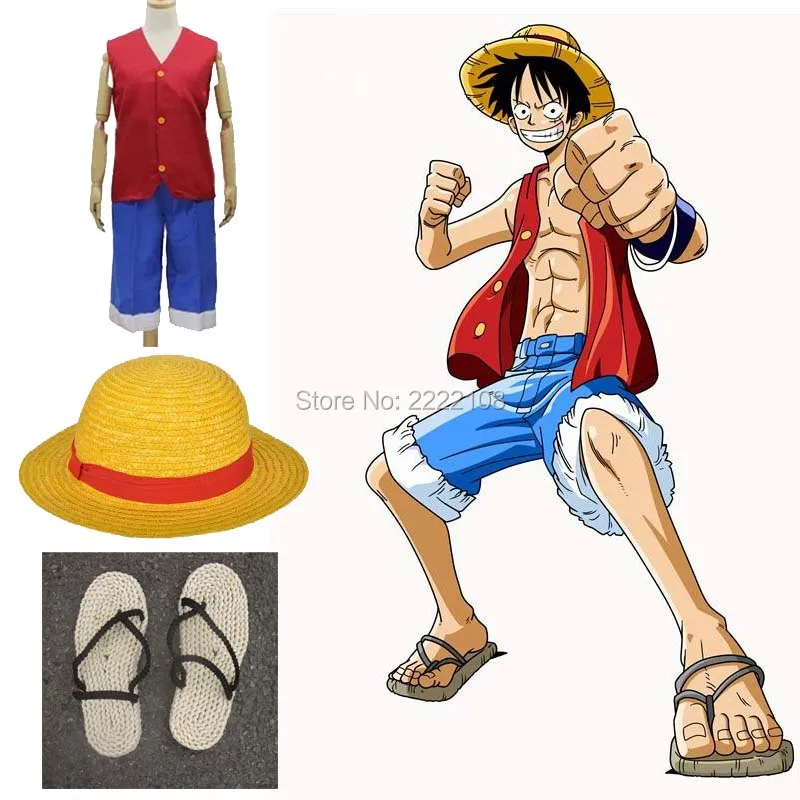 

Новый костюм для косплея, цельная Обезьяна D. Luffy 1-й косплей костюм на Хэллоуин комплект футболка + брюки + шляпа + обувь, бесплатная доставка